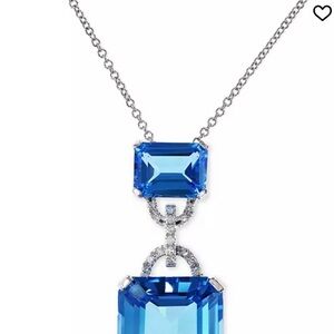 EFFY Blue Topaz and Diamond Accent Pendant Necklace in 14k White Gold
